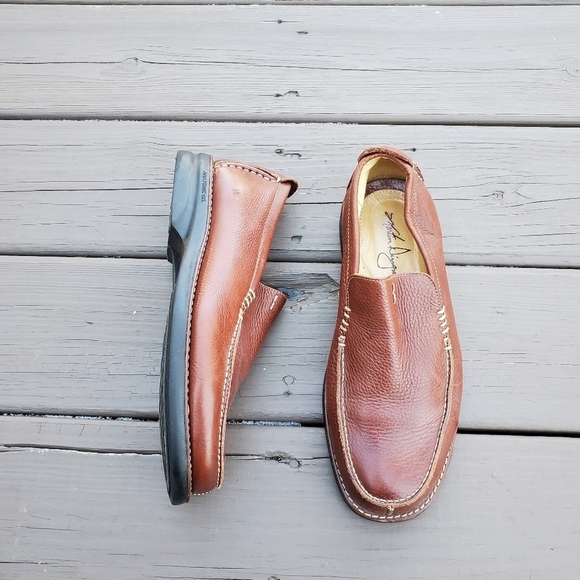 Martin Dingman Brown Pebbled Buffalo Leather Moc Toe Moccasin Driving Loafers - Picture 6 of 7